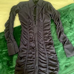 ZARA BUTTON FRONT RUCHED MINI DRESS